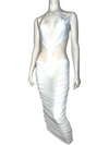 V Neck Mesh White Bodice Dress