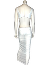 V Neck Mesh White Bodice Dress