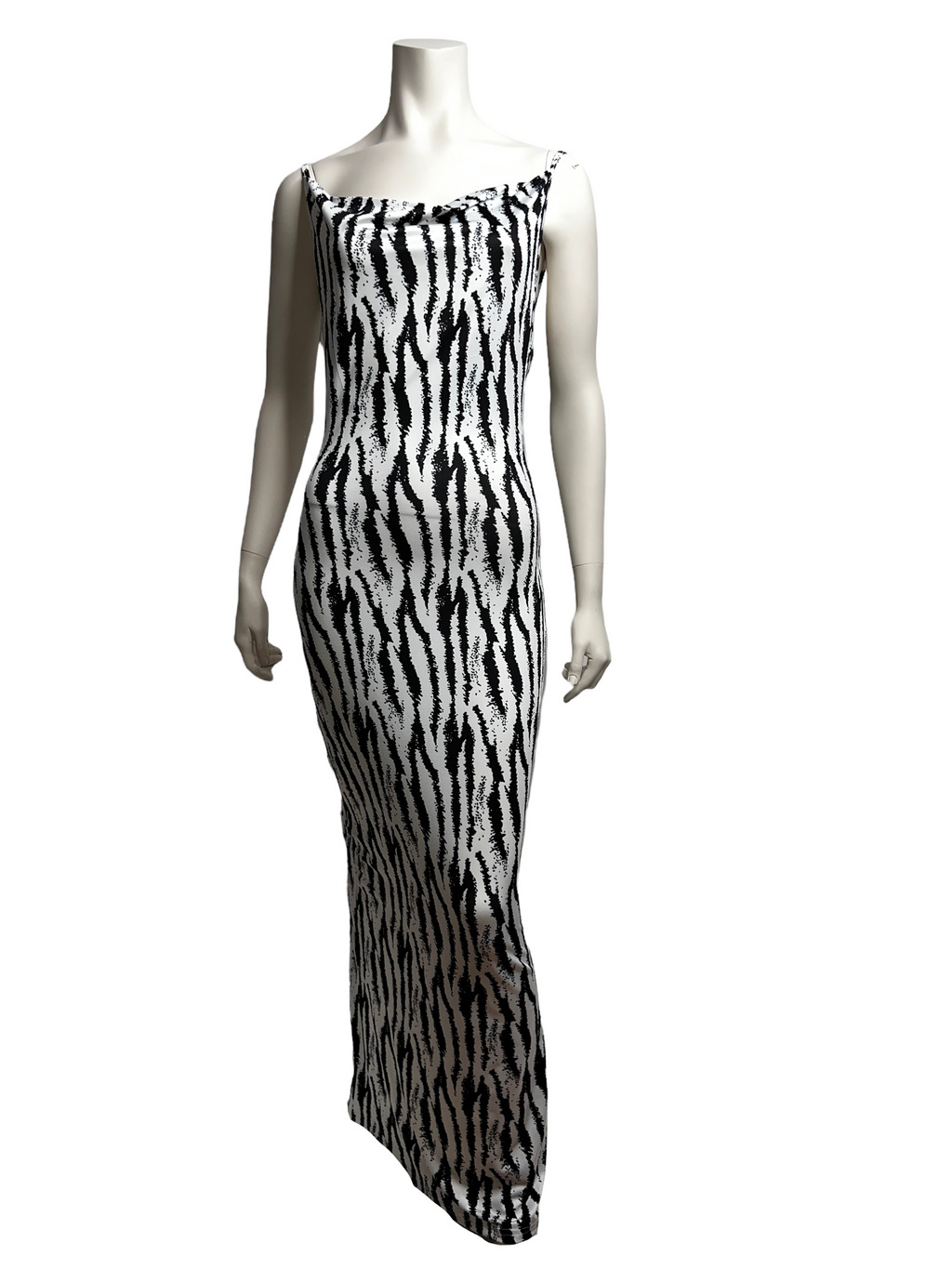 Zebra Backless Maxi Dress