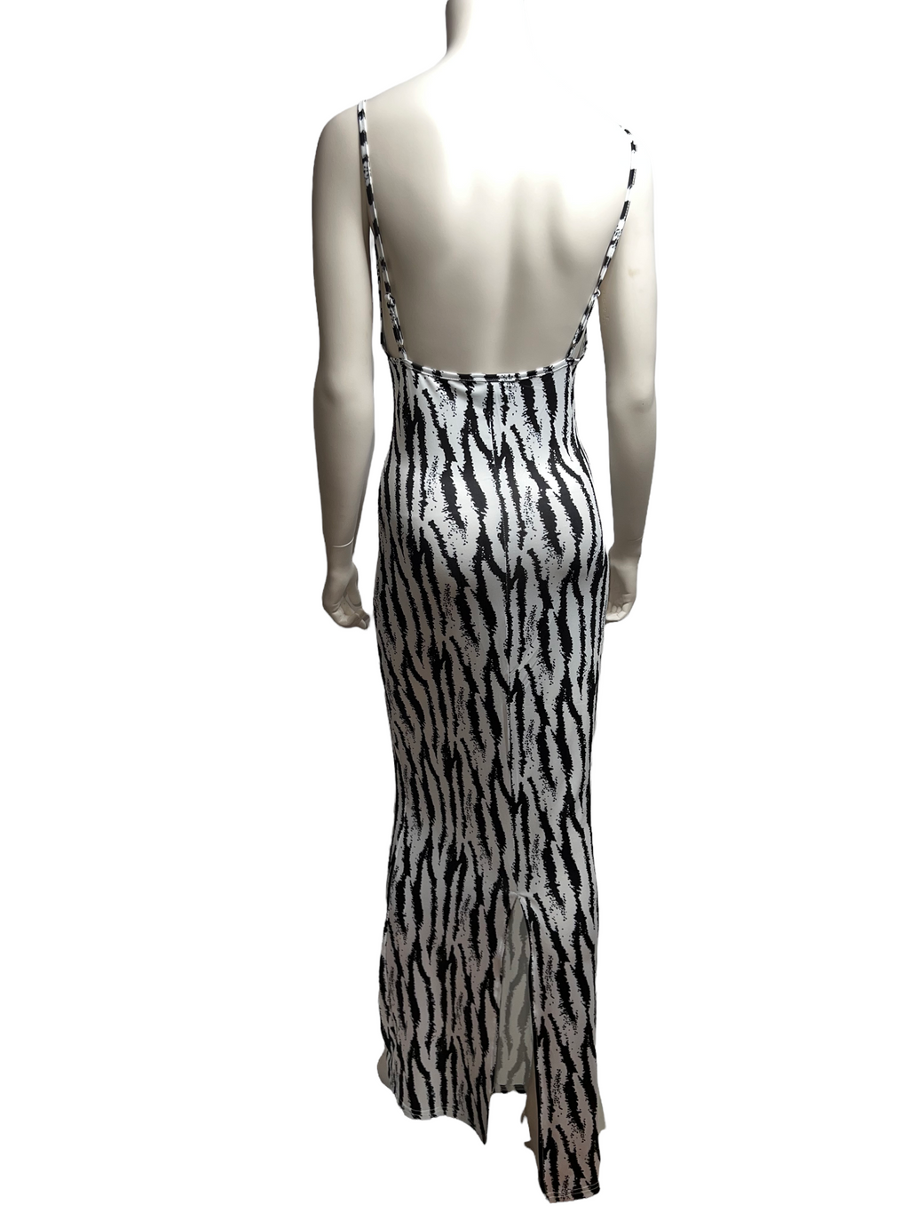 Zebra Backless Maxi Dress