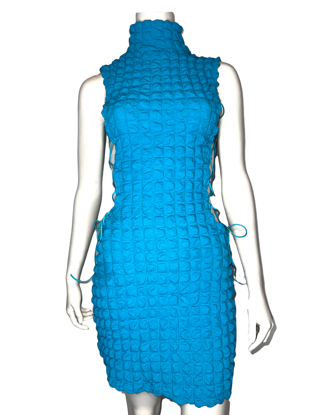 Blue Stacked Stretched Bodice Dress