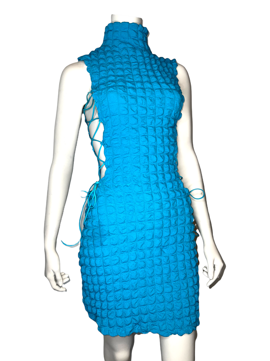 Blue Stacked Stretched Bodice Dress