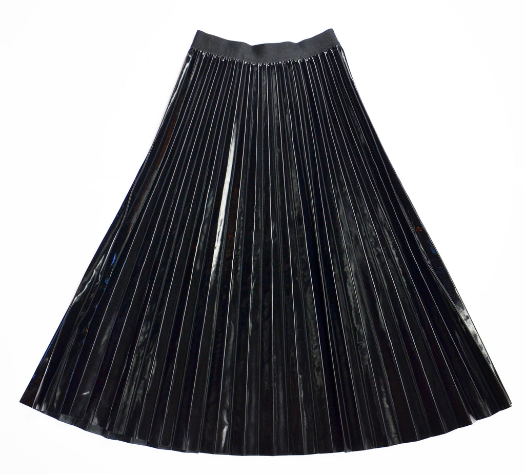 "Tommie" Pleated Leather Skirt